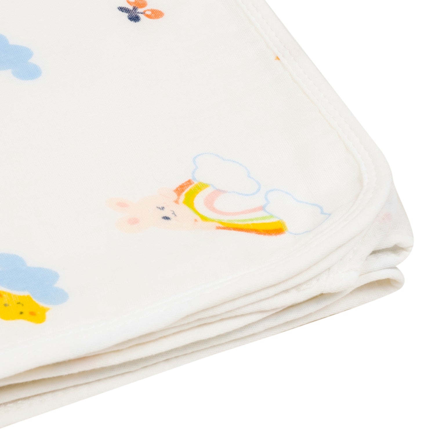 Baby Moo Cloudy Rainbow 100% Cotton Ultra Soft Eco Friendly Absorbent Towel - White