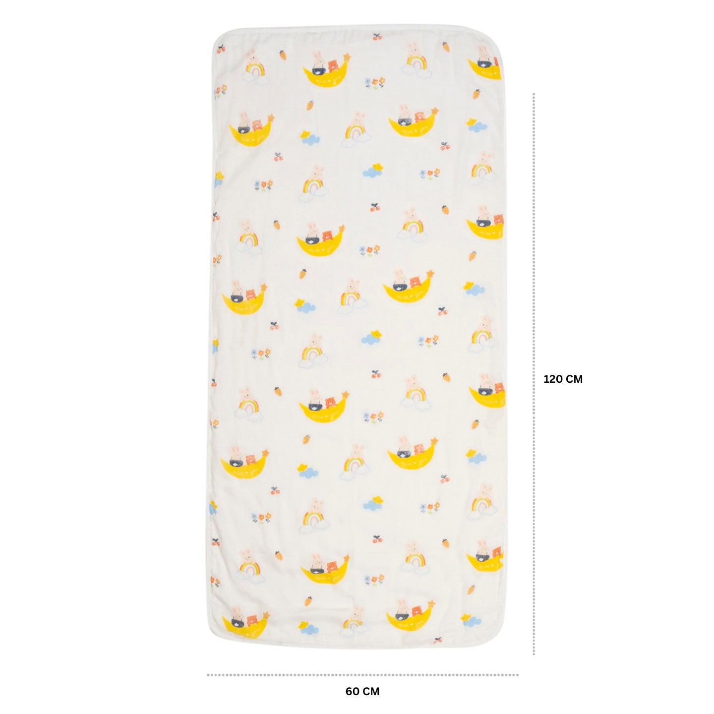 Baby Moo Cloudy Rainbow 100% Cotton Ultra Soft Eco Friendly Absorbent Towel - White