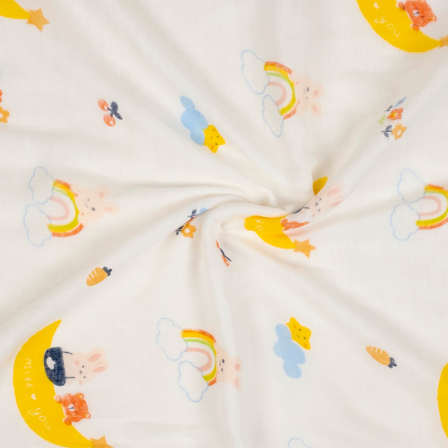 Baby Moo Cloudy Rainbow 100% Cotton Ultra Soft Eco Friendly Absorbent Towel - White