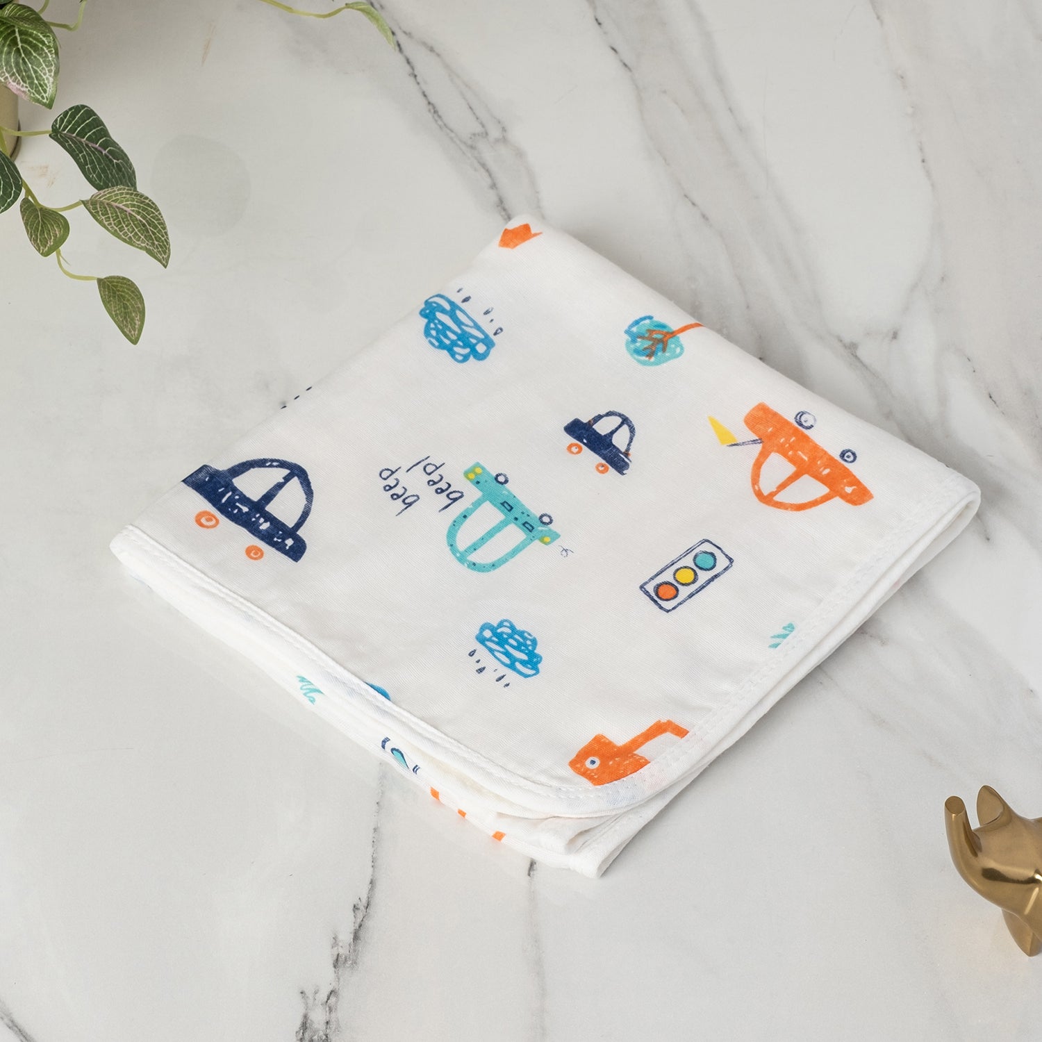 Baby Moo Car 100% Cotton Ultra Soft Eco Friendly Absorbent Towel - White