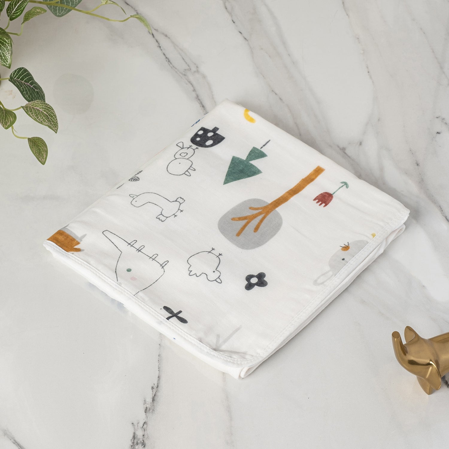 Baby Moo Zoo 100% Cotton Ultra Soft Eco Friendly Absorbent Towel - White