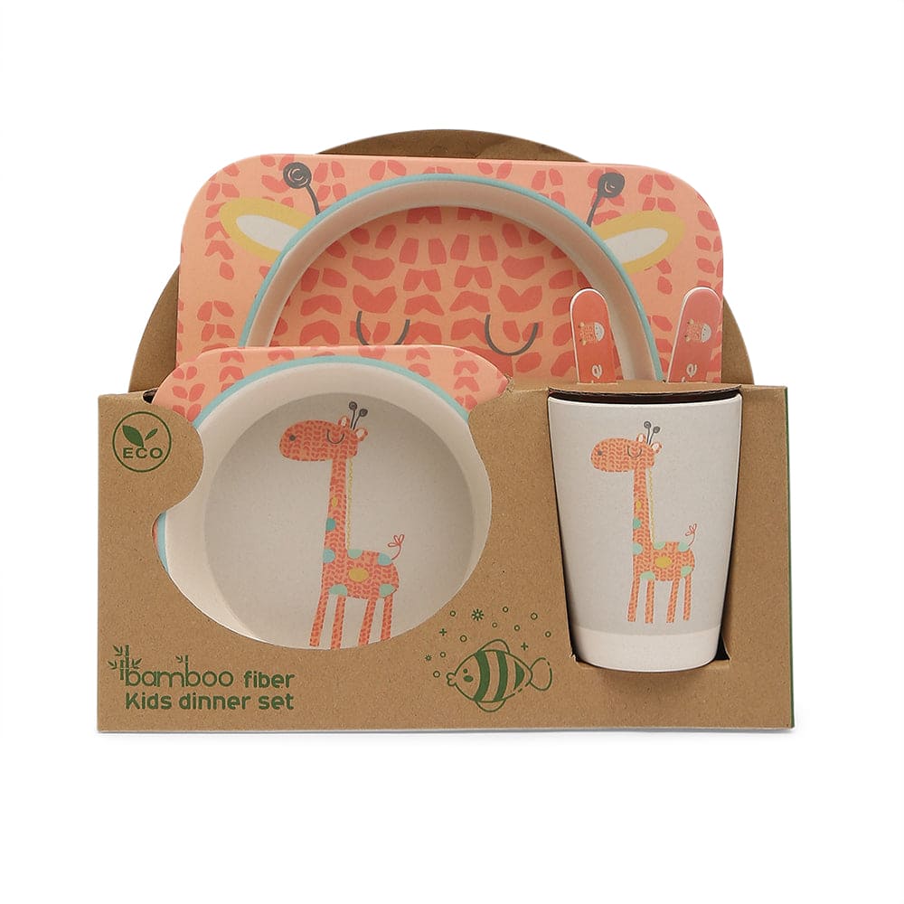Giraffe Peach Bamboo Fiber Dinner Set