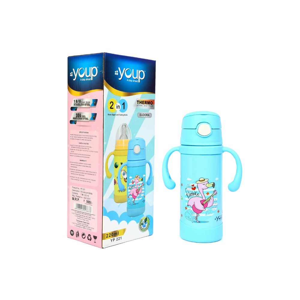 Youp Thermosteel Insulated Blue Color Kids Sipper And Feeding Bottle Eudora- 220 Ml