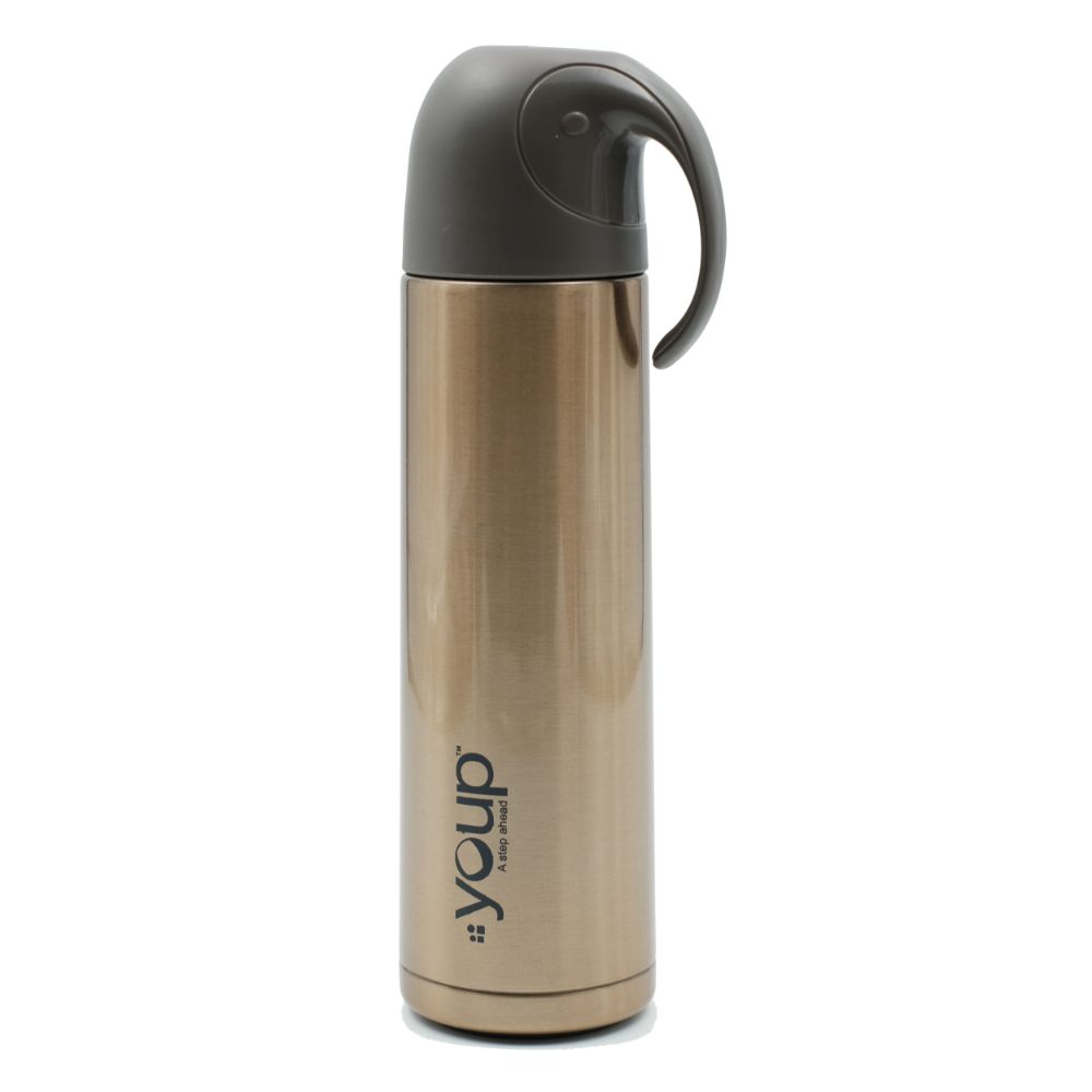 Youp Thermosteel Insulated Gold Color Water Bottle With Handle Containing Cup Cap Yp512 - 500 Ml