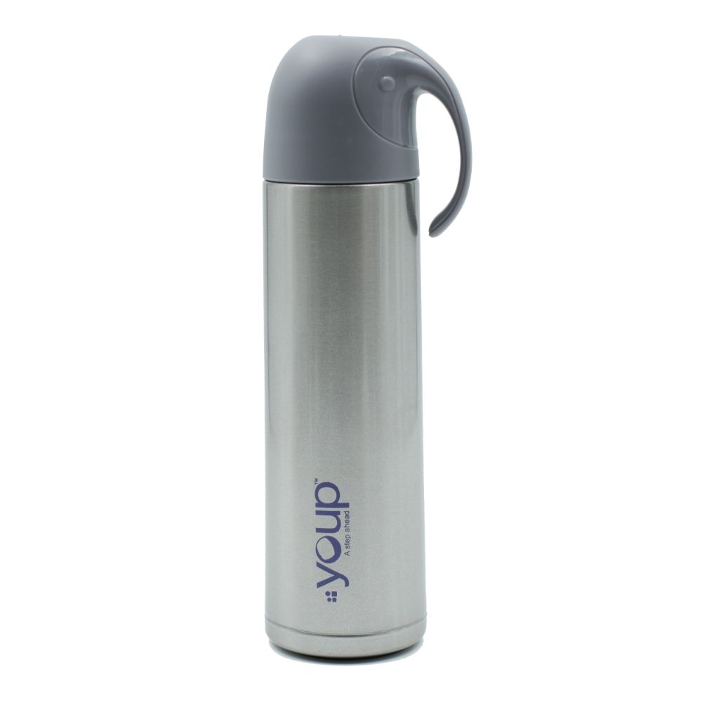 Youp Thermosteel Insulated Silver Color Water Bottle With Handle Containing Cup Cap Yp512 - 500 Ml