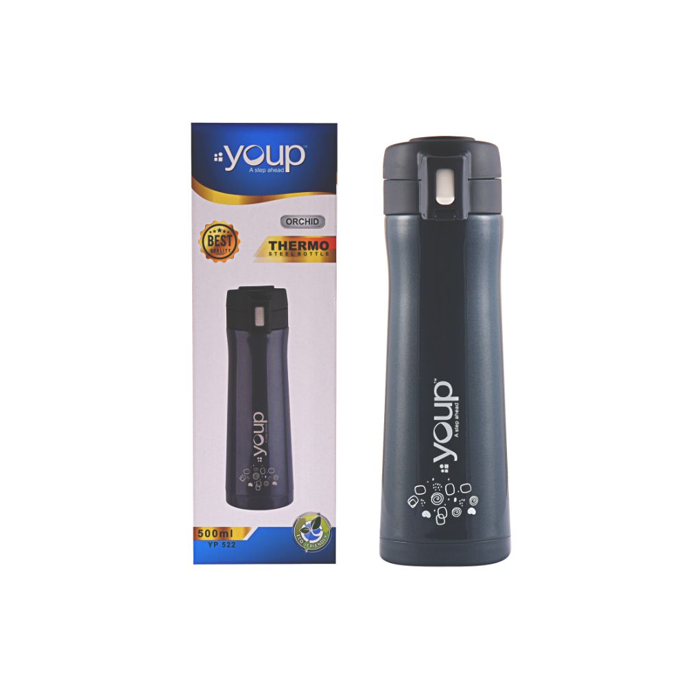 Youp Thermosteel Insulated Dark Grey Color Water Bottle Orchid - 500 Ml