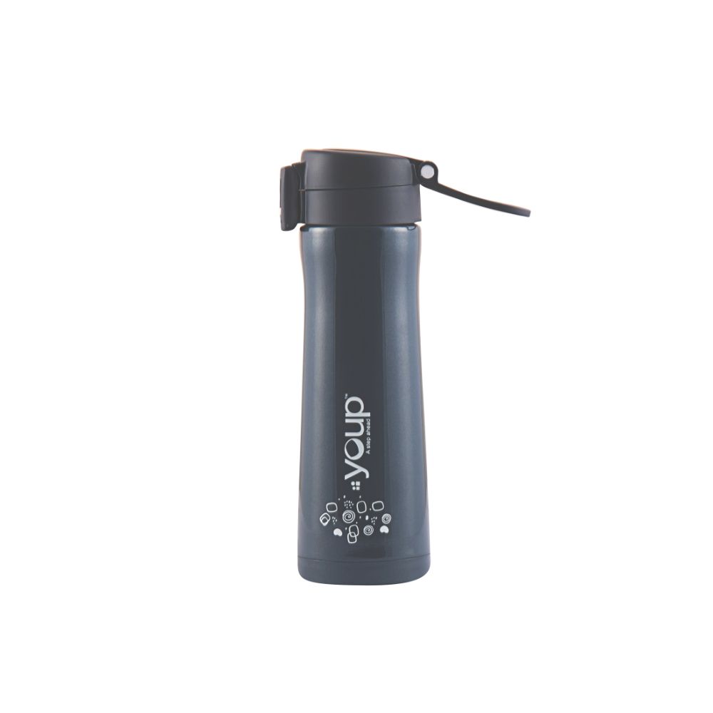 Youp Thermosteel Insulated Dark Grey Color Water Bottle Orchid - 500 Ml
