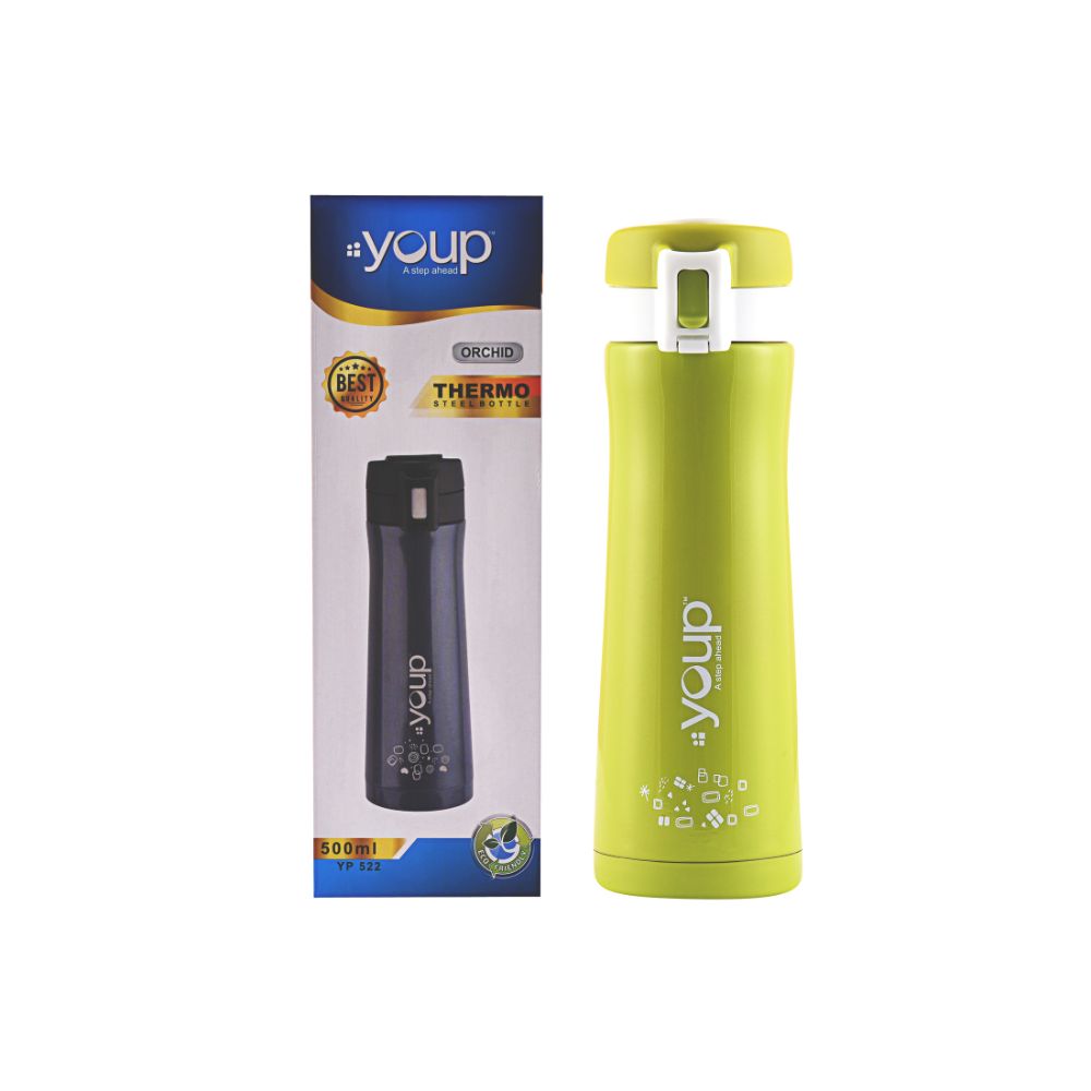 Youp Thermosteel Insulated Green Color Water Bottle Orchid - 500 Ml