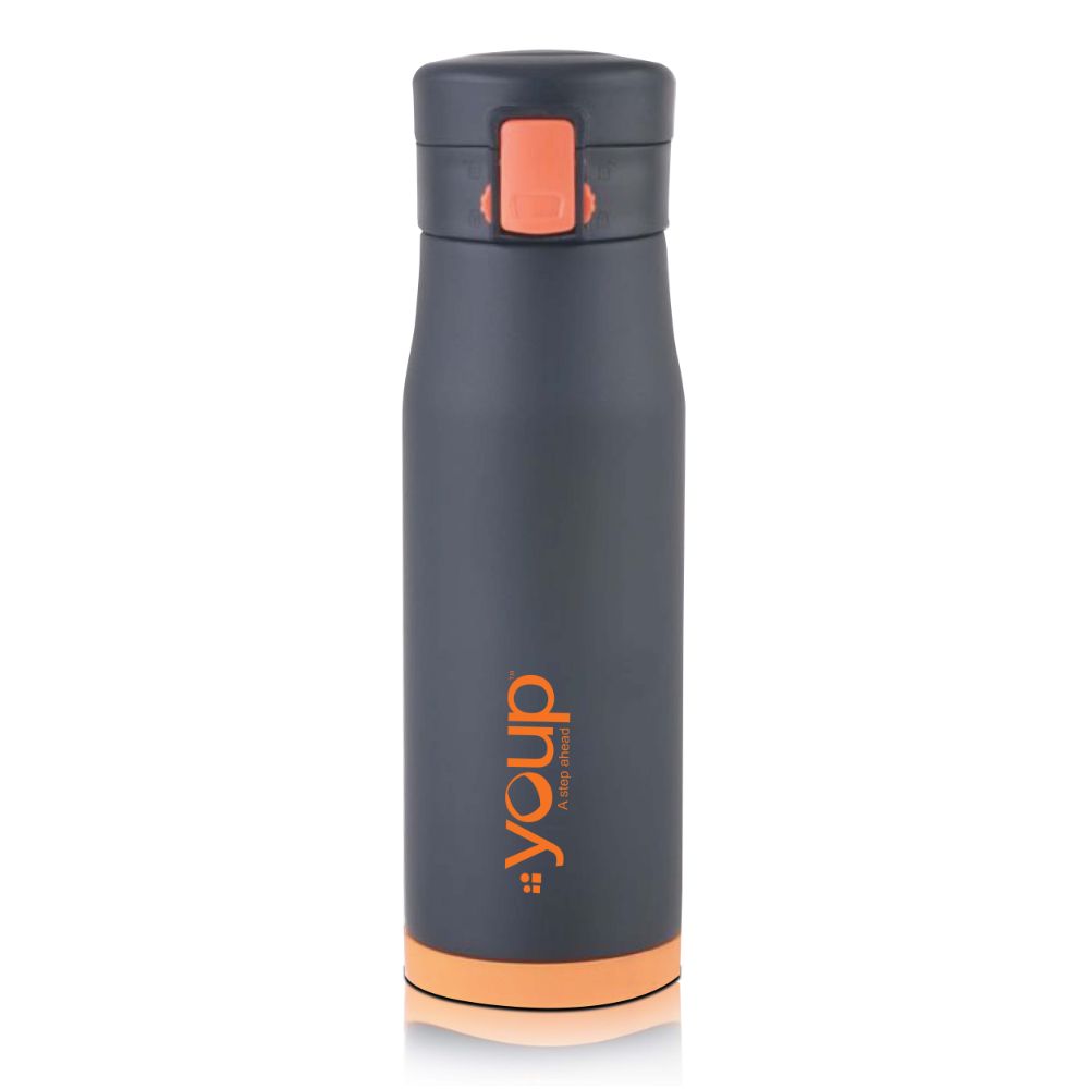 Youp Thermosteel Insulated Orange Color Water Bottle Blacky - 600 Ml