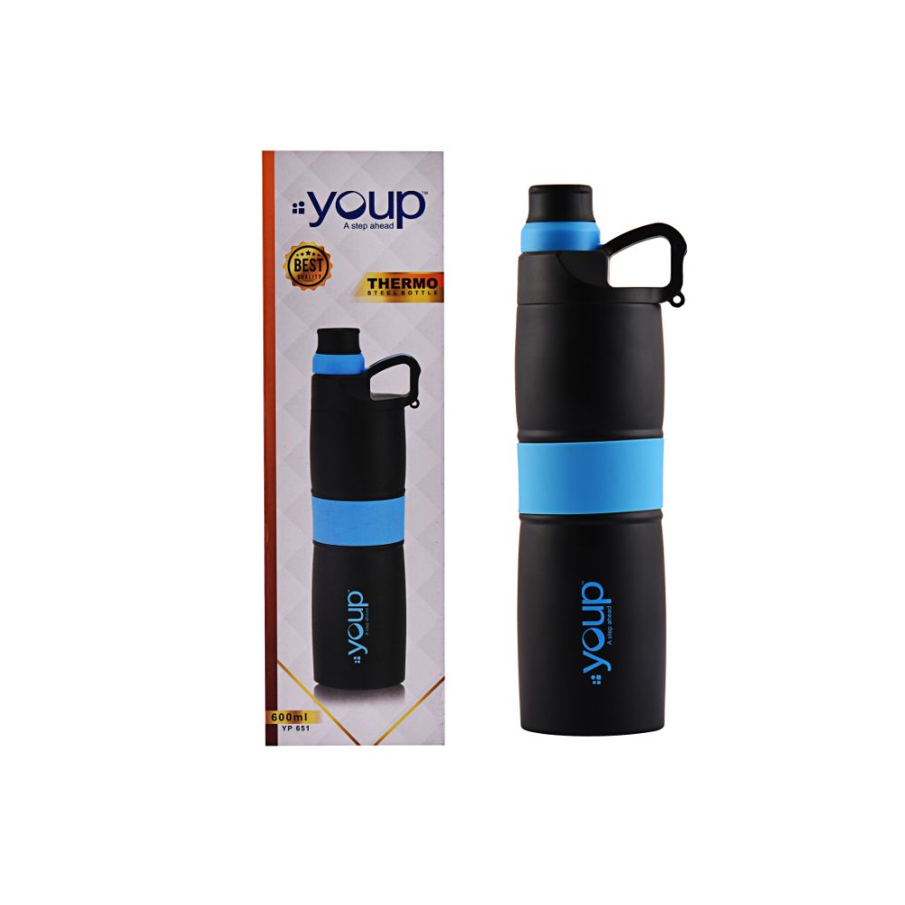 Youp Thermosteel Insulated Sky Blue Color Water Bottle Grippy - 650 Ml