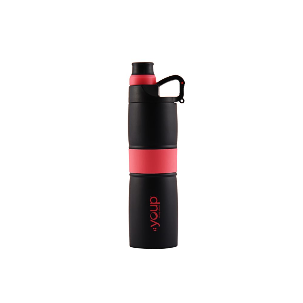 Youp Thermosteel Insulated Pink Color Water Bottle Grippy - 650 Ml