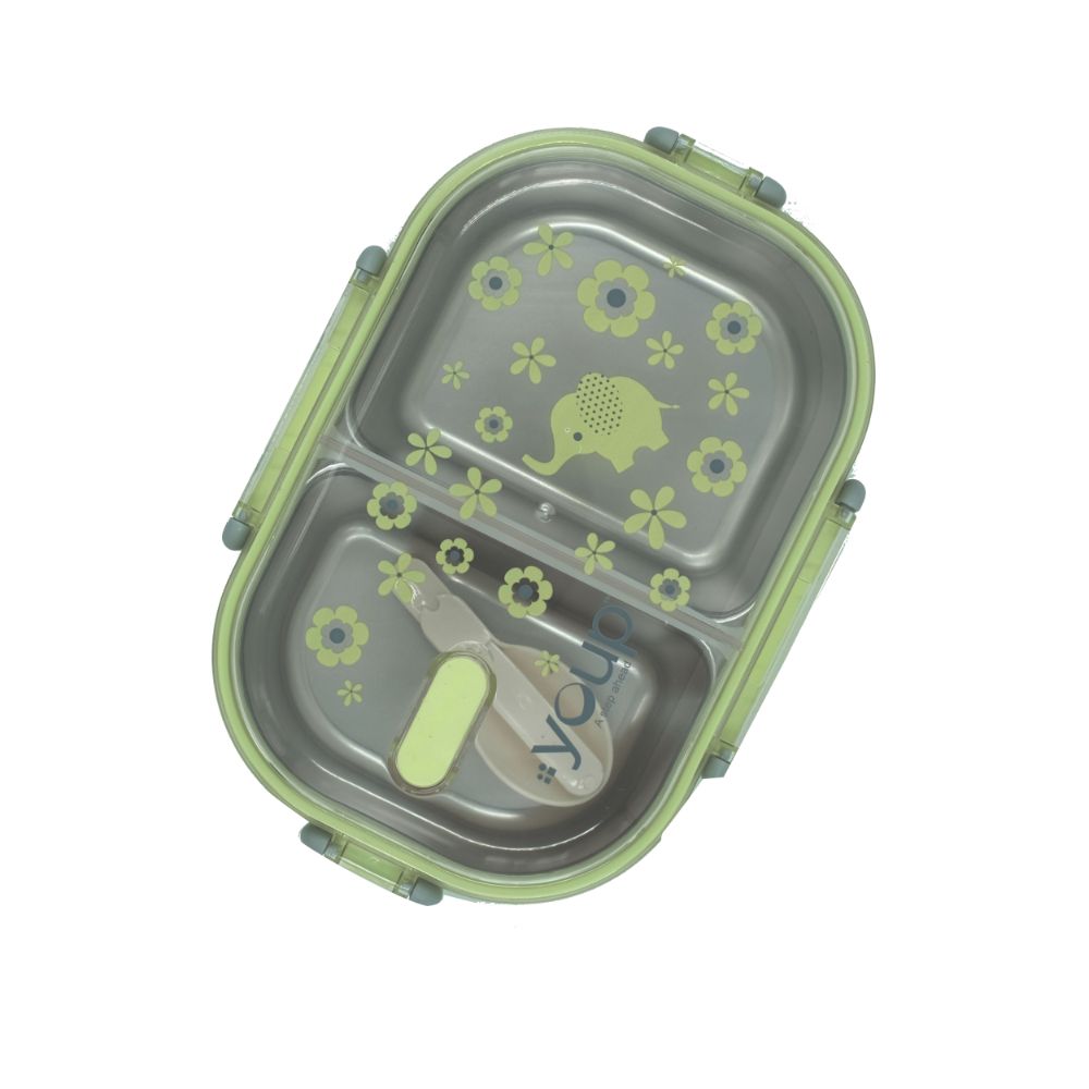 Youp Stainless Steel Green Color Kids Lunch Box Ypl8010 - 700 Ml