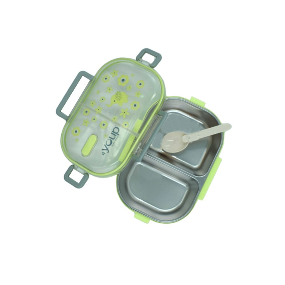 Youp Stainless Steel Green Color Kids Lunch Box Ypl8010 - 700 Ml