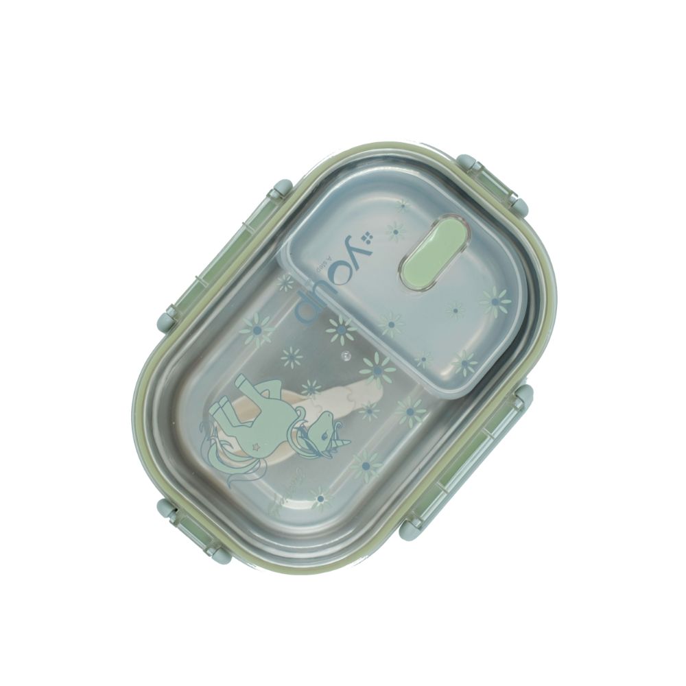 Youp Stainless Steel Green Color Kids Lunch Box Ypl8011 - 700 Ml