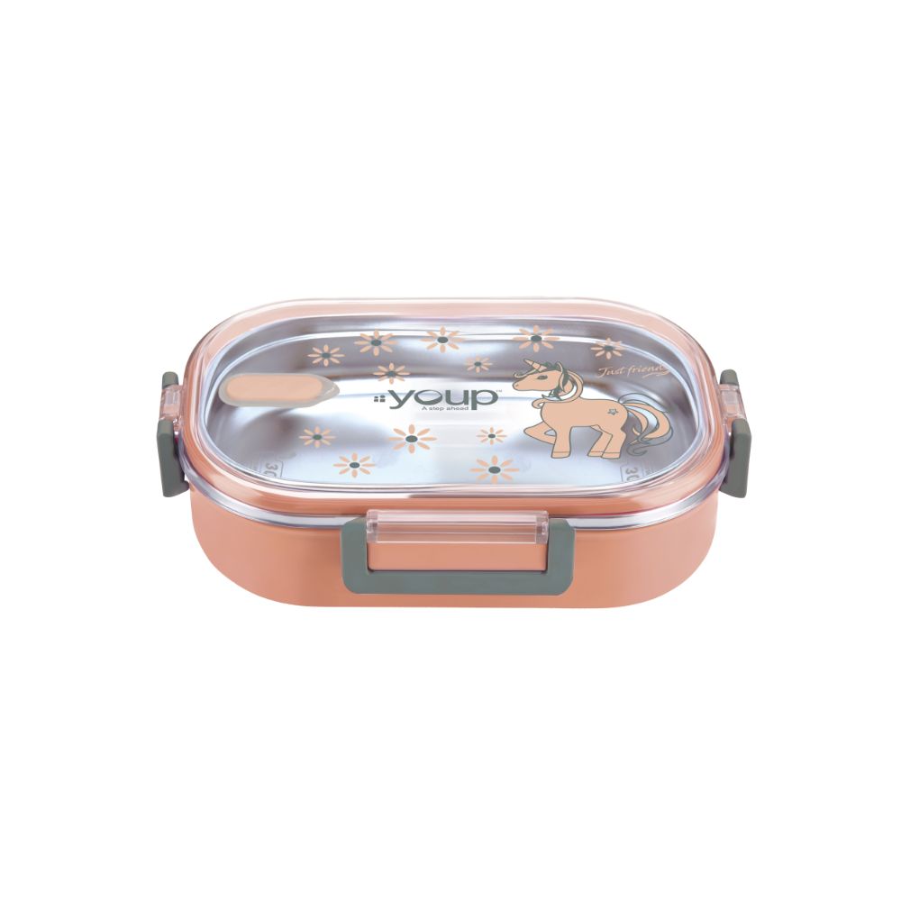 Youp Stainless Steel Pink Color Kids Lunch Box Ypl8011 - 700 Ml