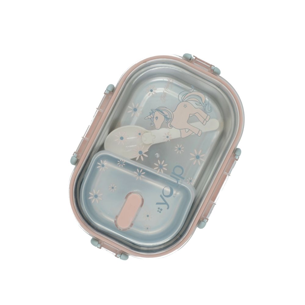 Youp Stainless Steel Pink Color Kids Lunch Box Ypl8011 - 700 Ml