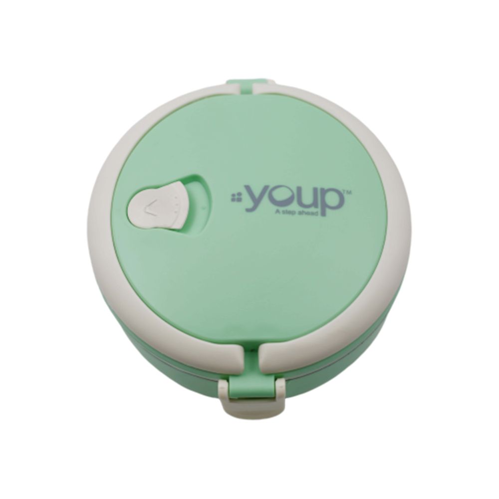 Youp Stainless Steel Green Color Round Shape Lunch Box Ypl8013 - 700 Ml
