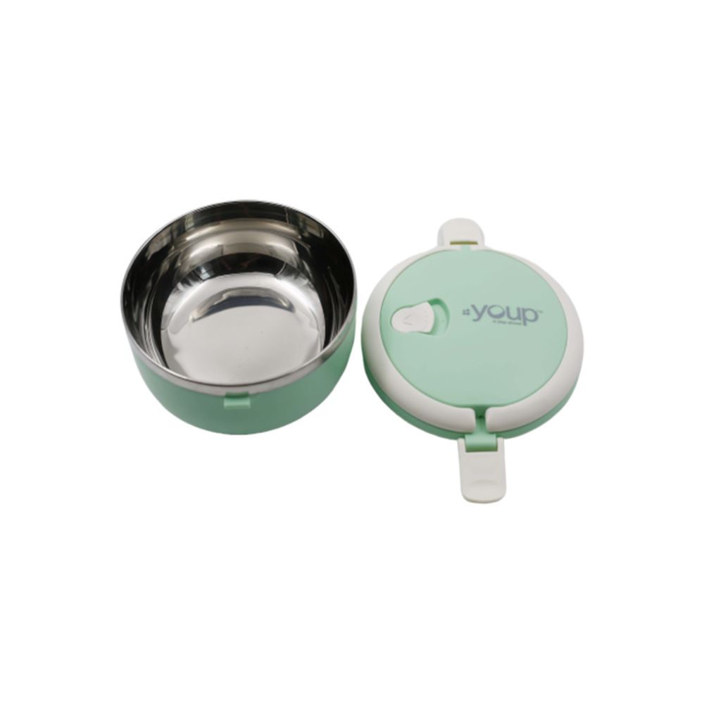 Youp Stainless Steel Green Color Round Shape Lunch Box Ypl8013 - 700 Ml