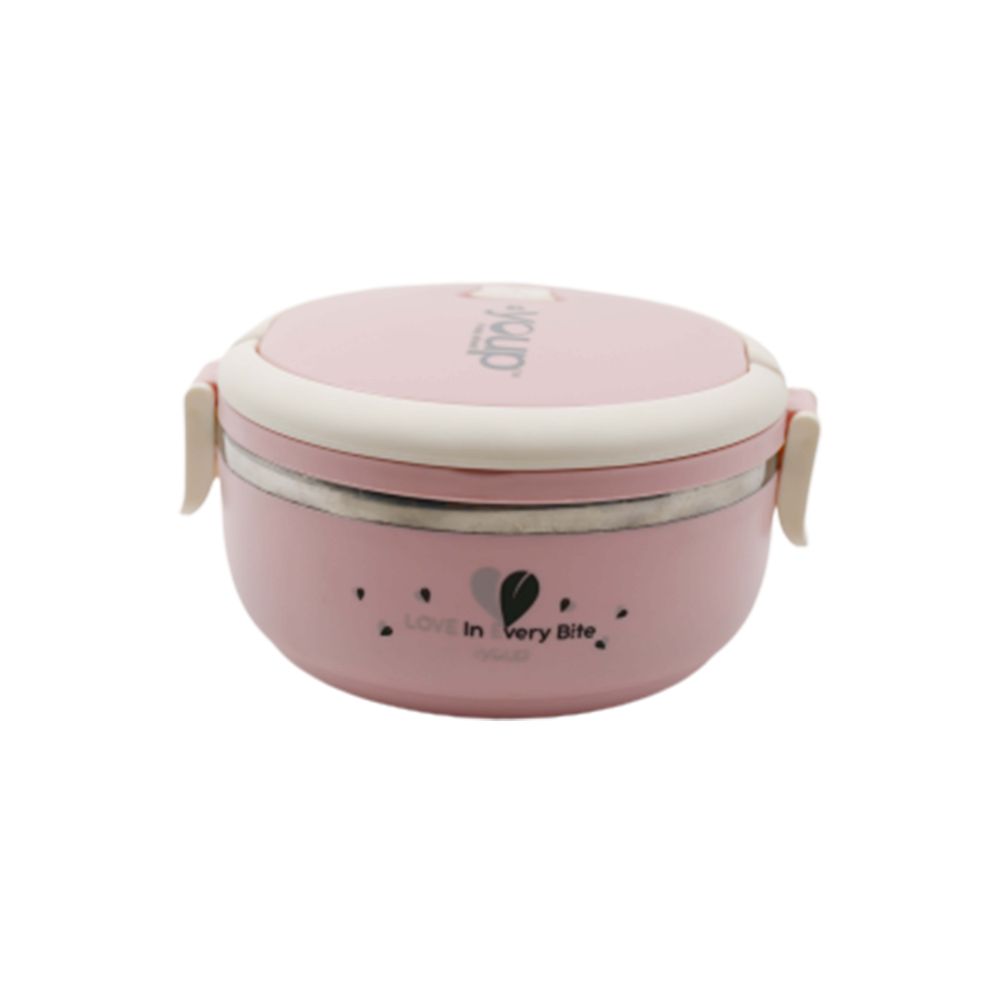 Youp Stainless Steel Pink Color Round Shape Lunch Box Ypl8013 - 700 Ml