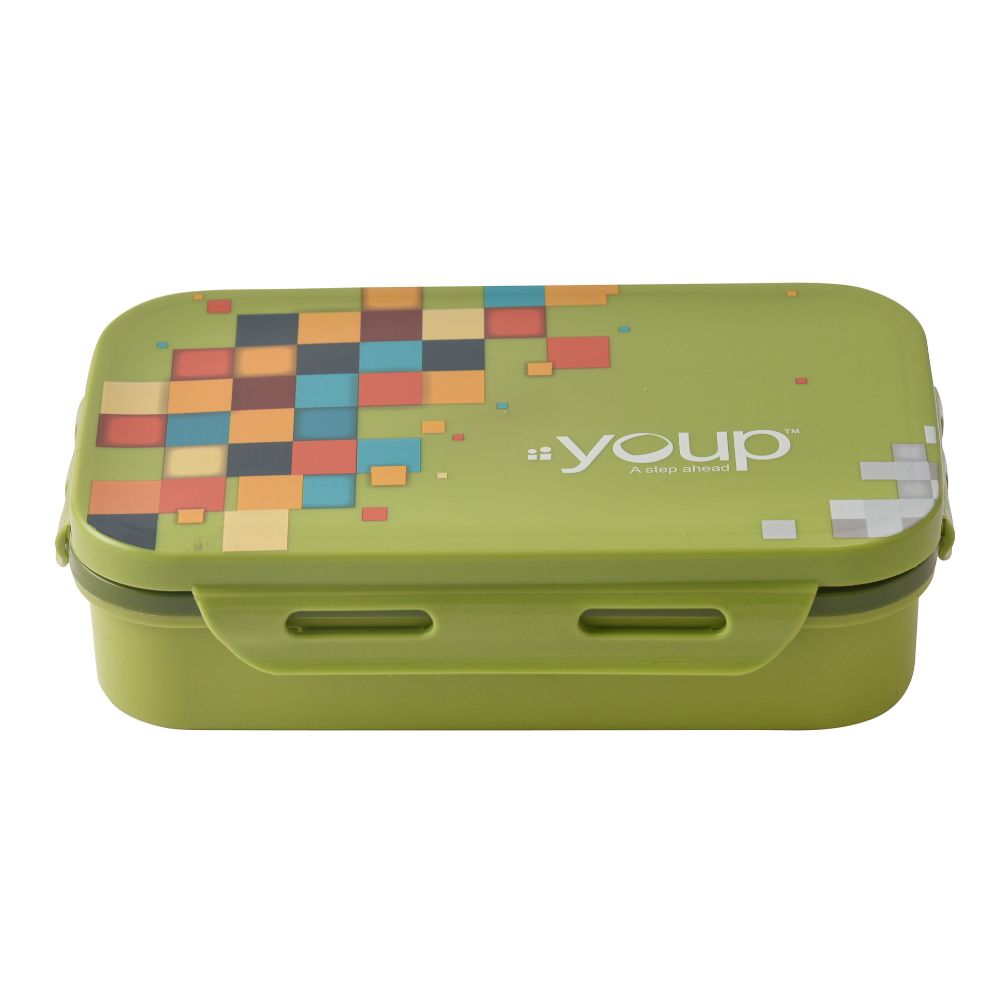 Youp Stainless Steel Mehendi Green Color Kids Lunch Box Yummy - 500 Ml