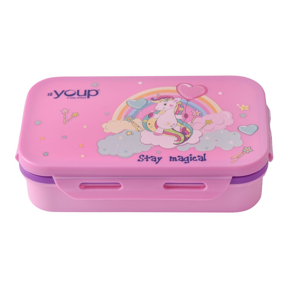 Youp Stainless Steel Pink Color Kids Lunch Box Interval - 500 Ml