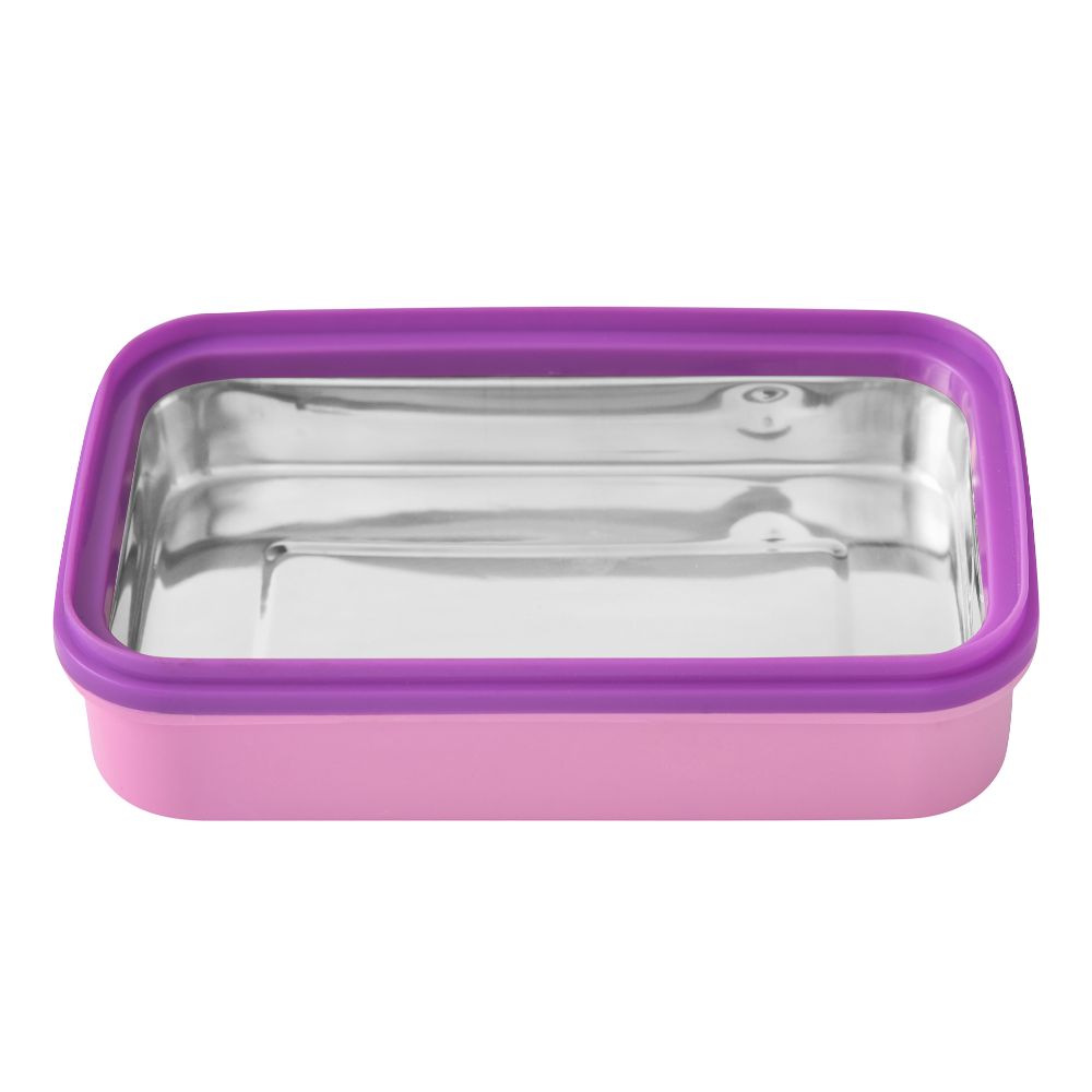 Youp Stainless Steel Pink Color Kids Lunch Box Interval - 500 Ml