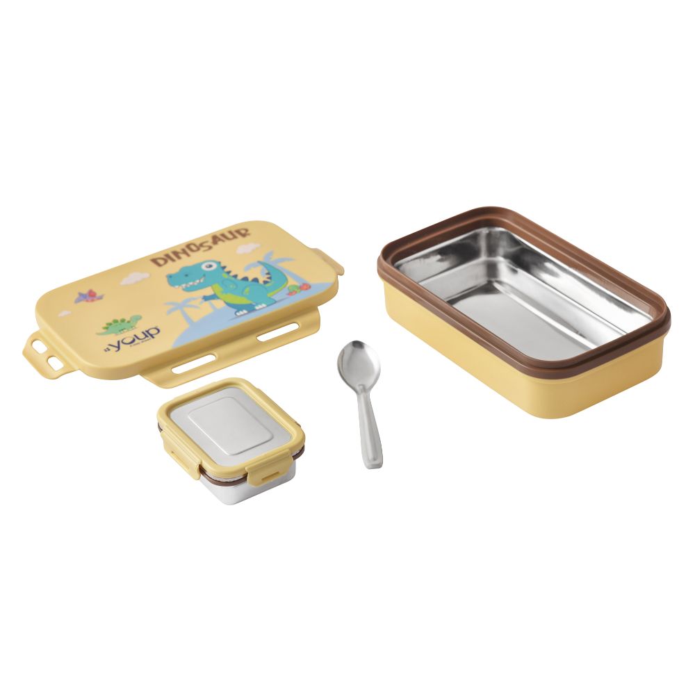 Youp Stainless Steel Yellow Color Kids Lunch Box Interval - 500 Ml