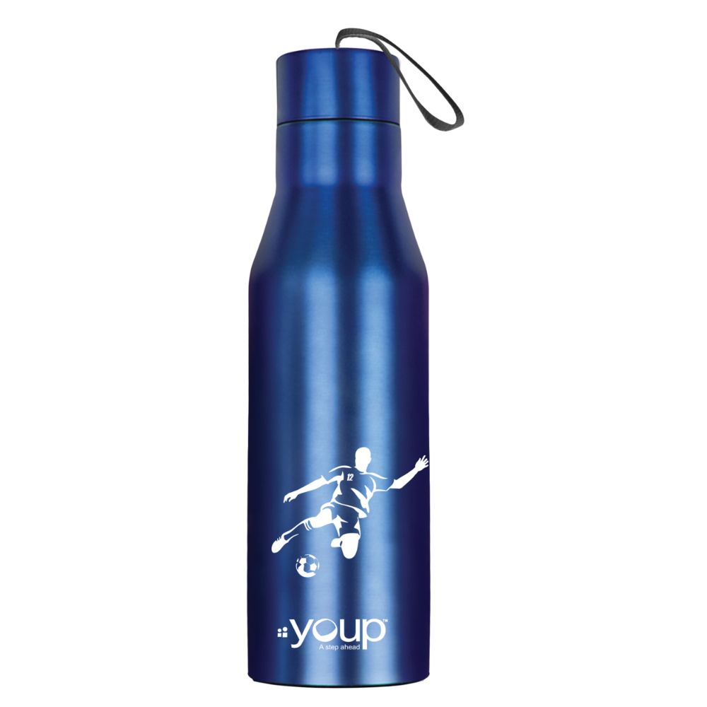 Youp Stainless Steel Metallic Blue Color Sports Series Bottle Hyper - 750 Ml