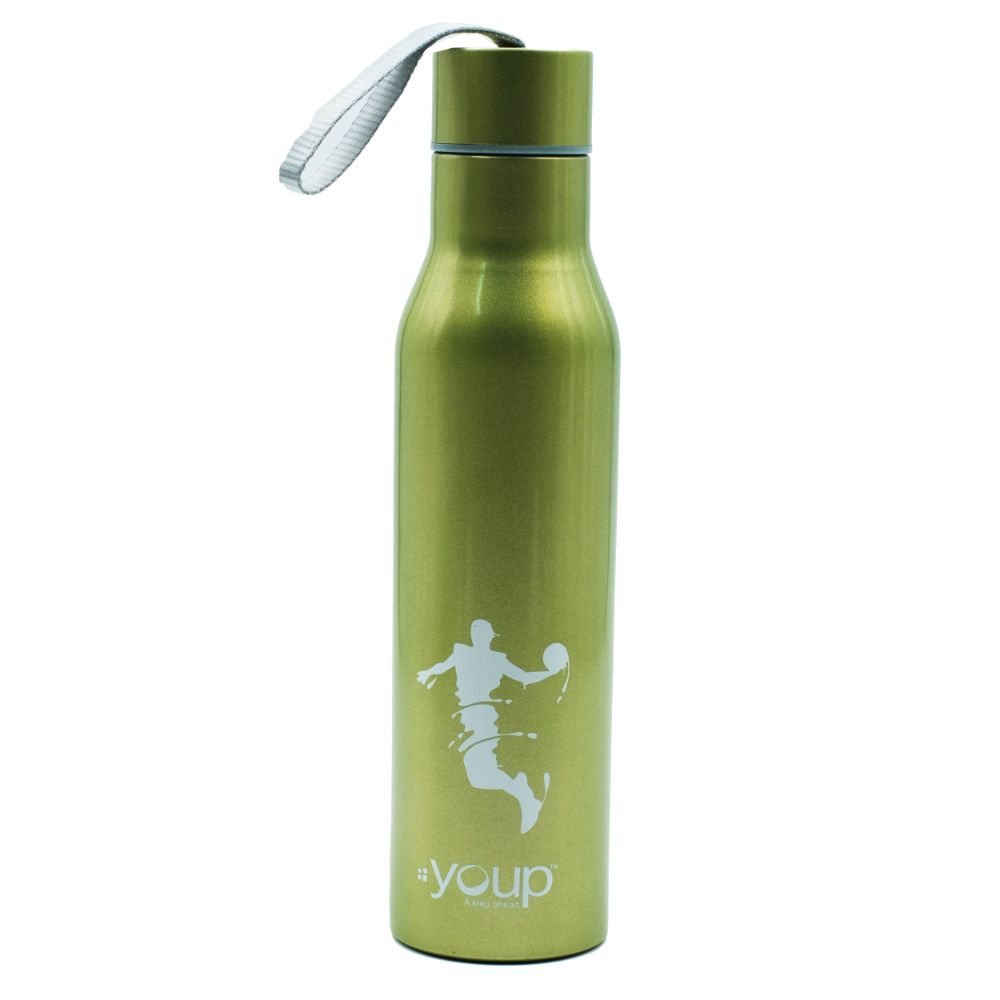 Youp Stainless Steel Metallic Green Color Sports Series Bottle Hyper - 750 Ml