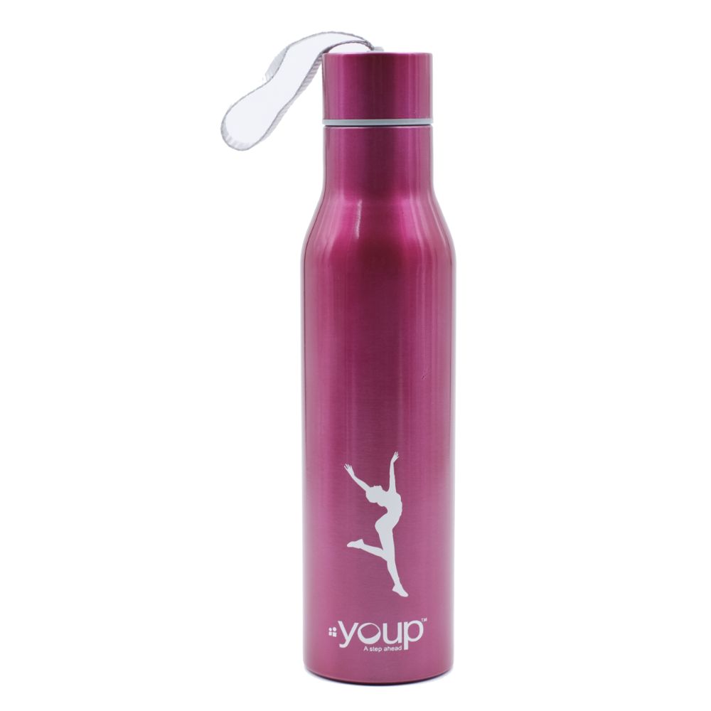 Youp Stainless Steel Metallic Pink Color Sports Series Bottle Hyper - 750 Ml