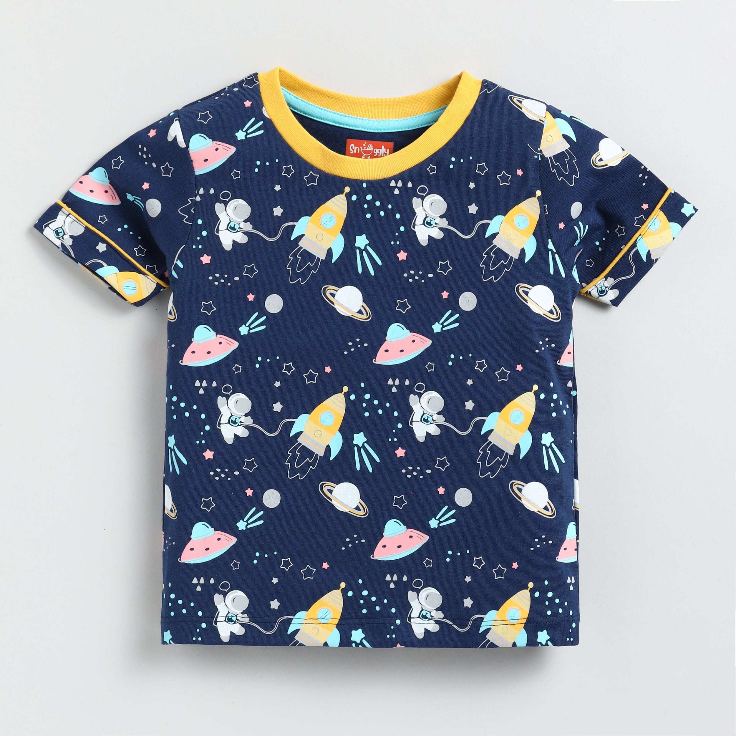 Snuggly Monkey Boys Outer Space Print T-Shirt With Shorts
