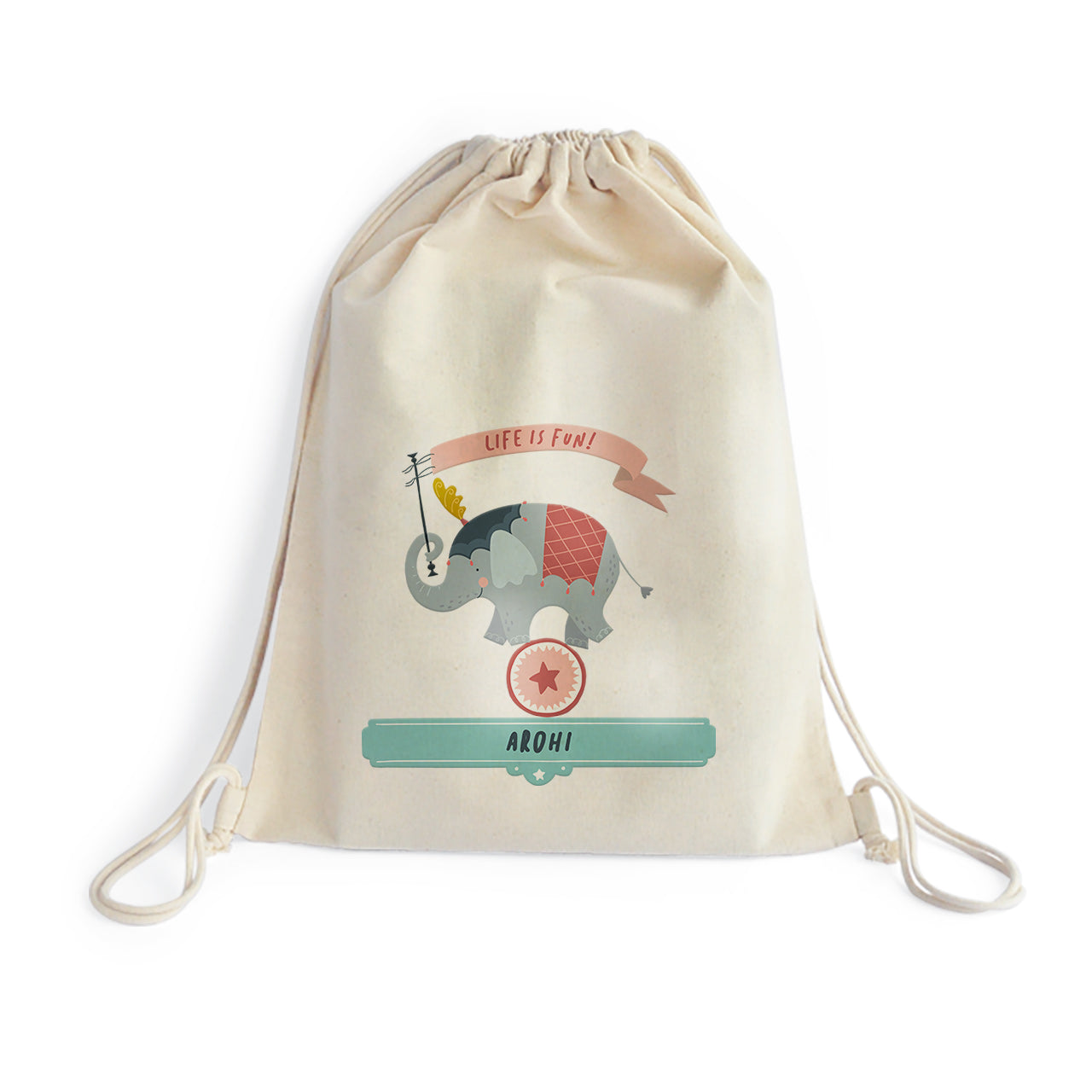 Personalised Drawstring Bag - Animal Circus