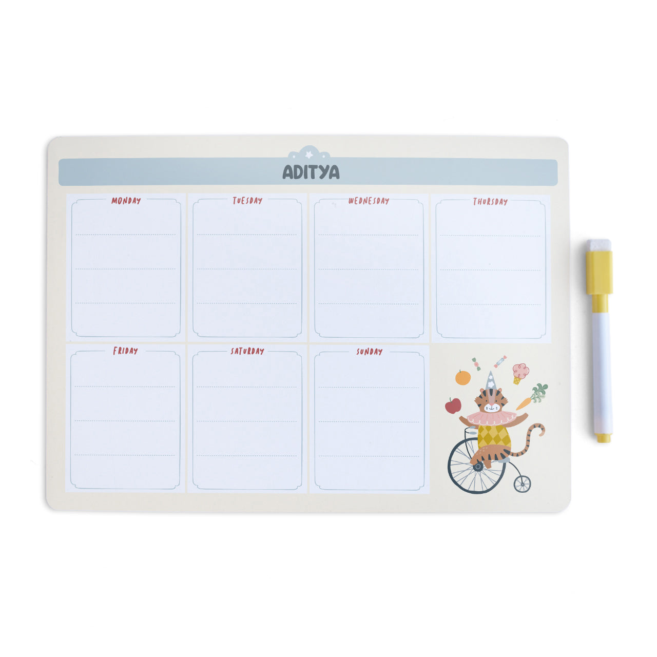 Personalised Meal / Weekly Planner - Animal Circus