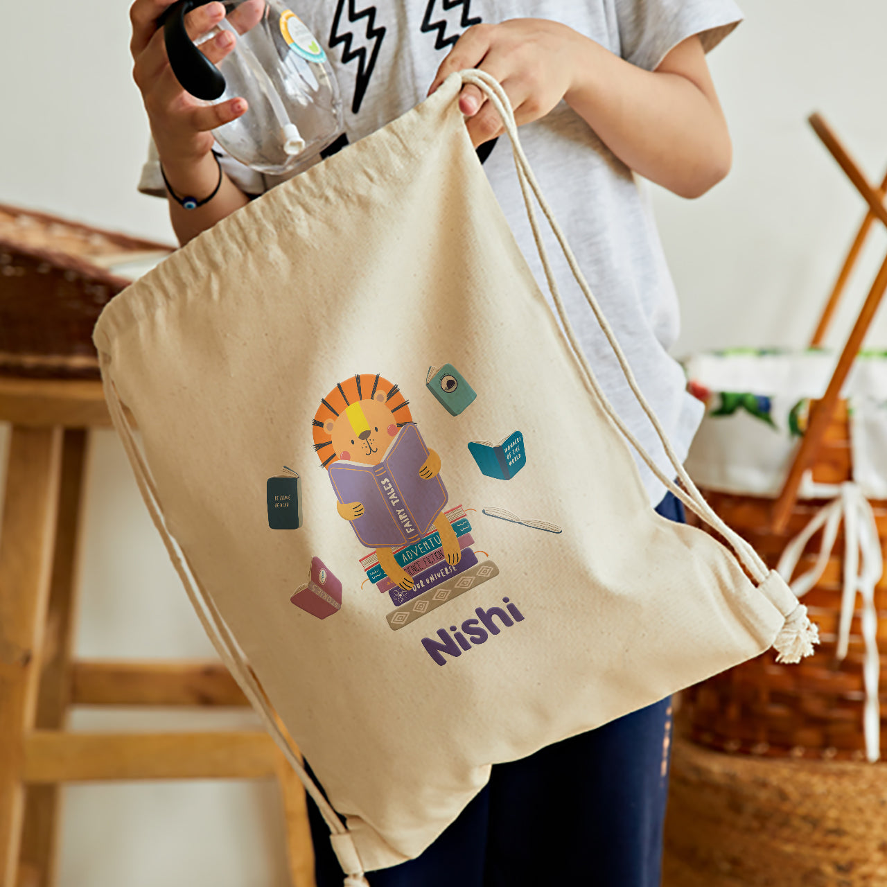 Personalised Drawstring Bag - Animal Library