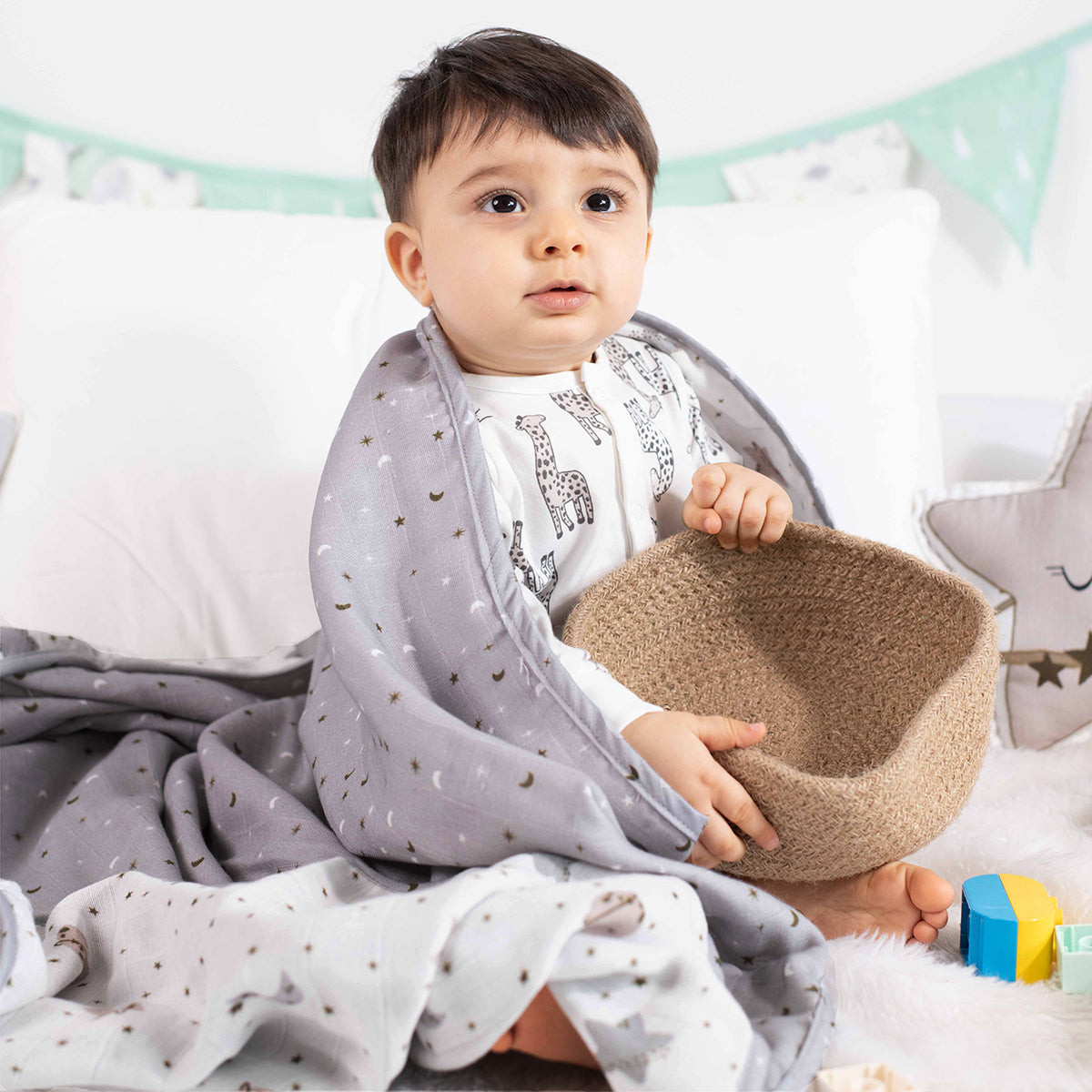 Tiny Snooze Organic Muslin Blanket-Starry Nights