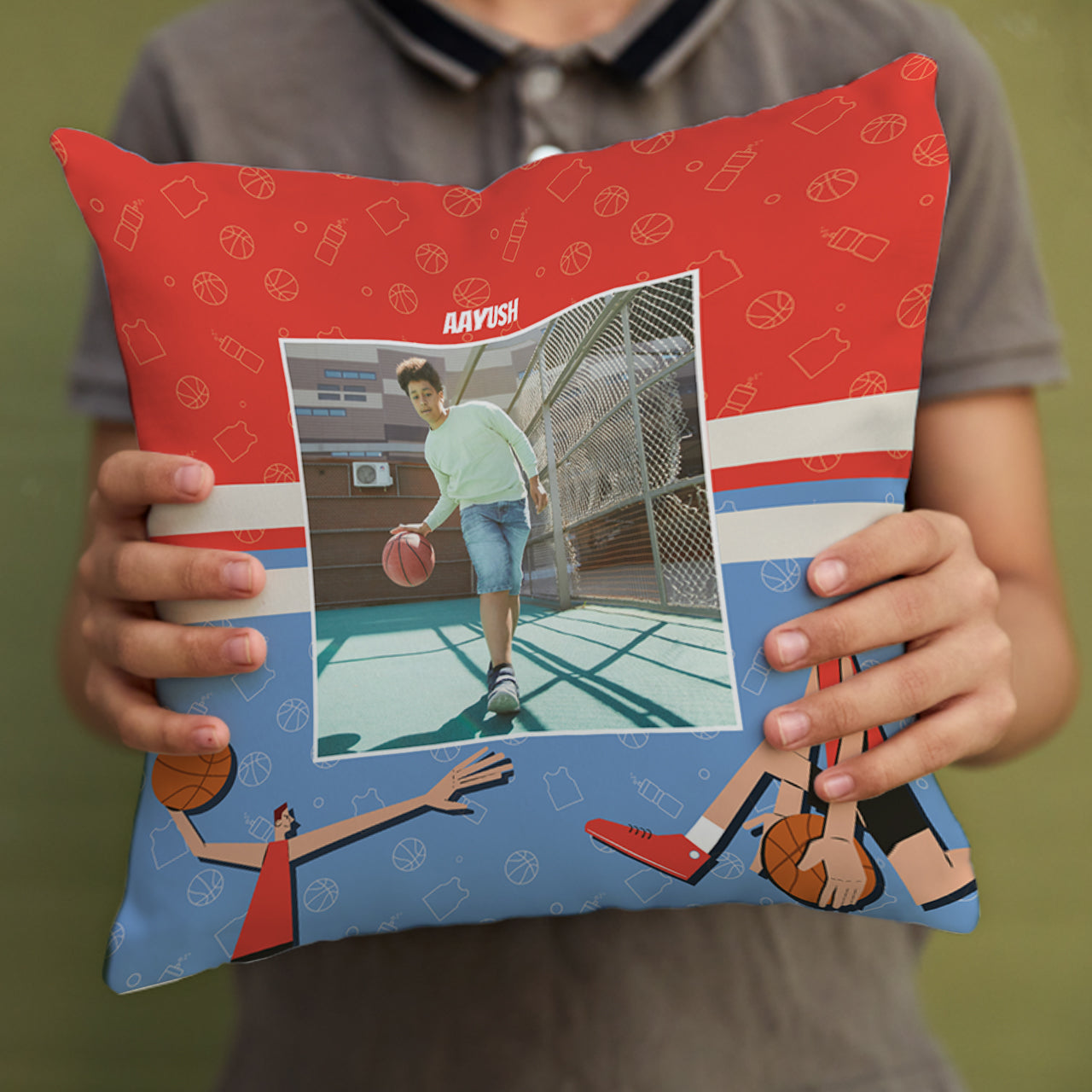Personalised Photo Cushions - Basketball Fever, Boy