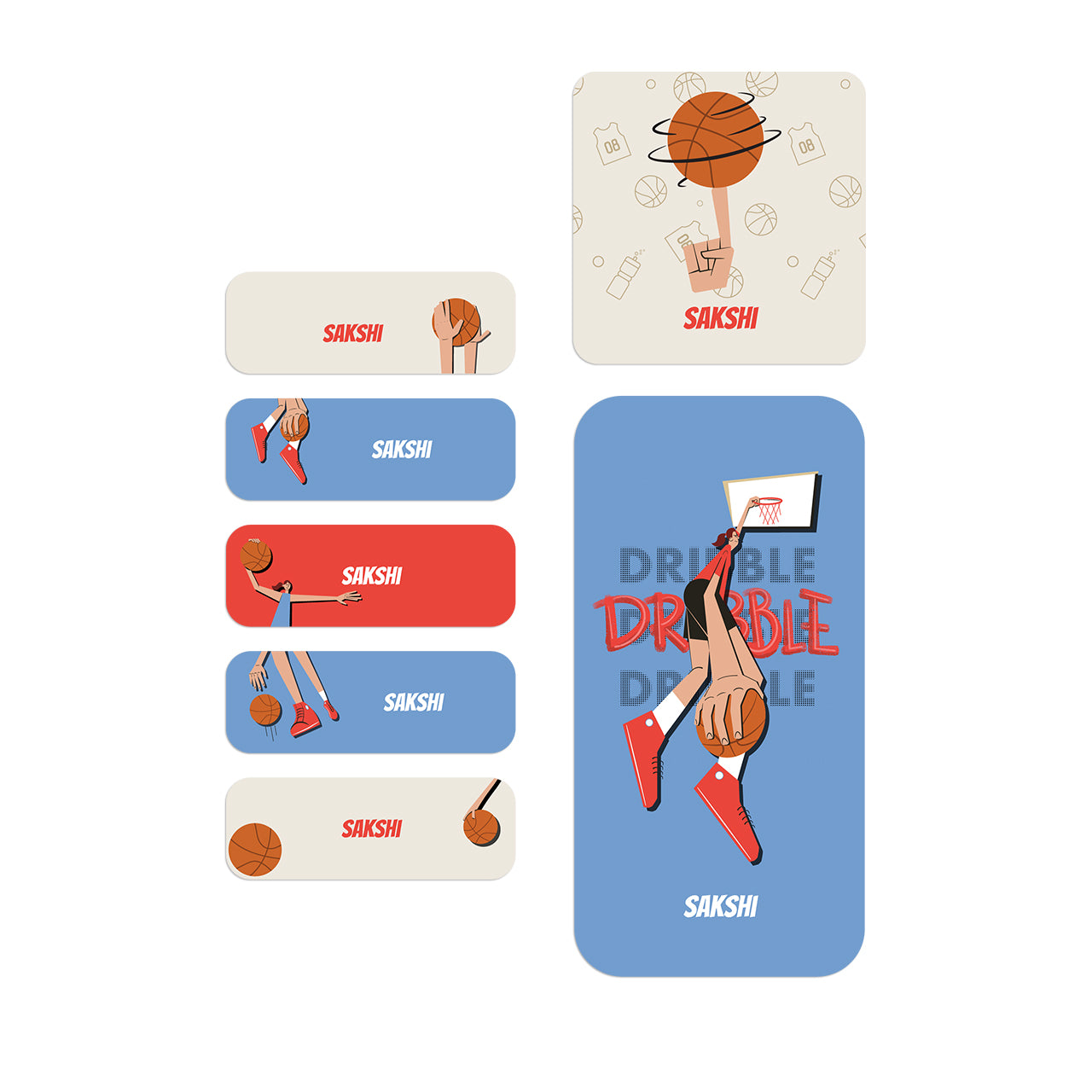 Name Labels / Gift Stickers - Basketball Fever, Girl
