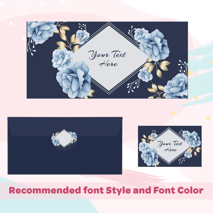 Personalised Gift Envelopes, Cards & Stickers Combo - Blue Rose, Set Of 130