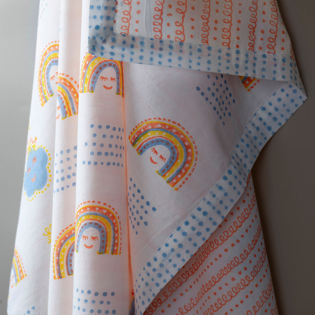Gudgoodie Kids Cotton Muslin Dohar - Ultrasoft & Breathable - Rainbow Dreams