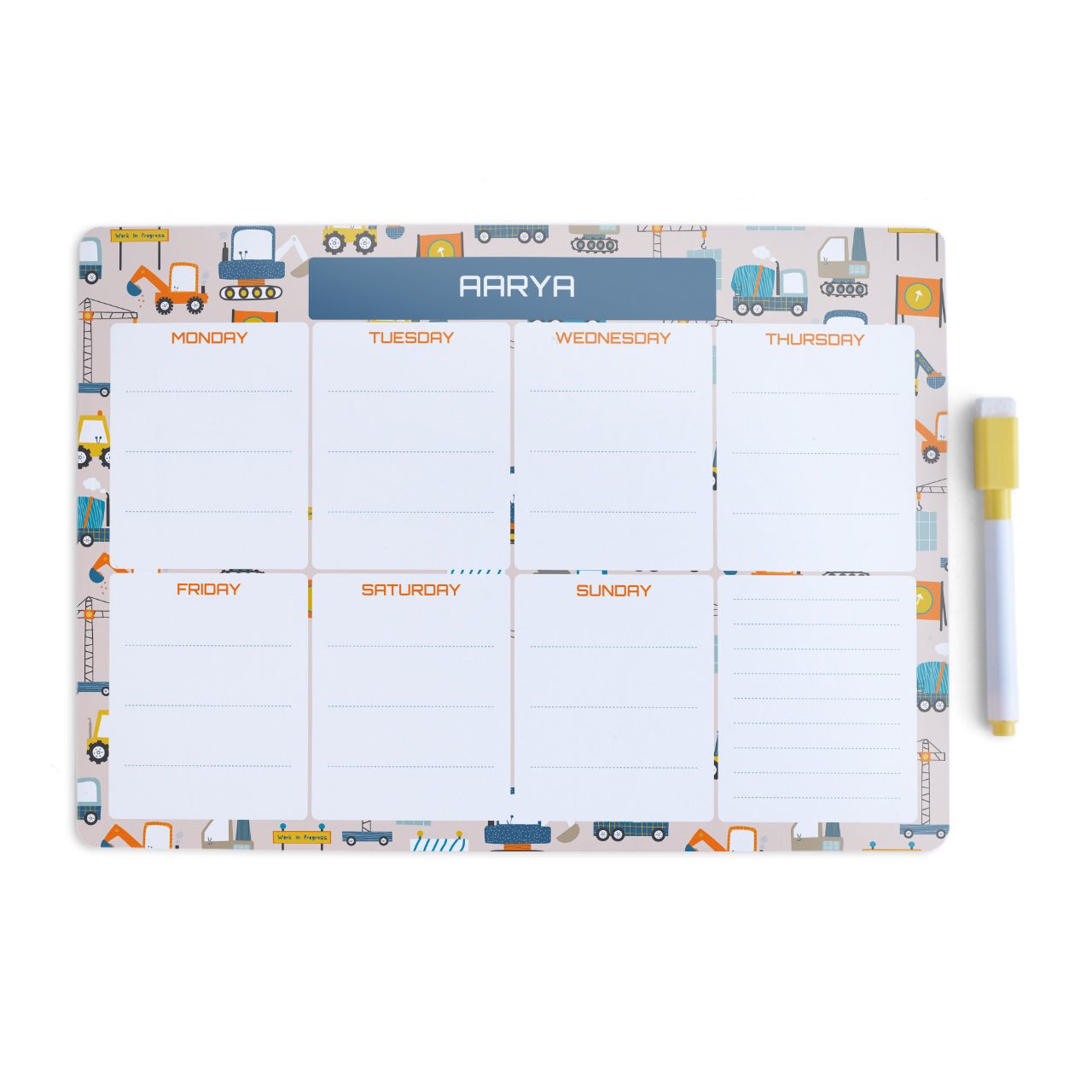 Personalised Meal / Weekly Planner - Construction Site