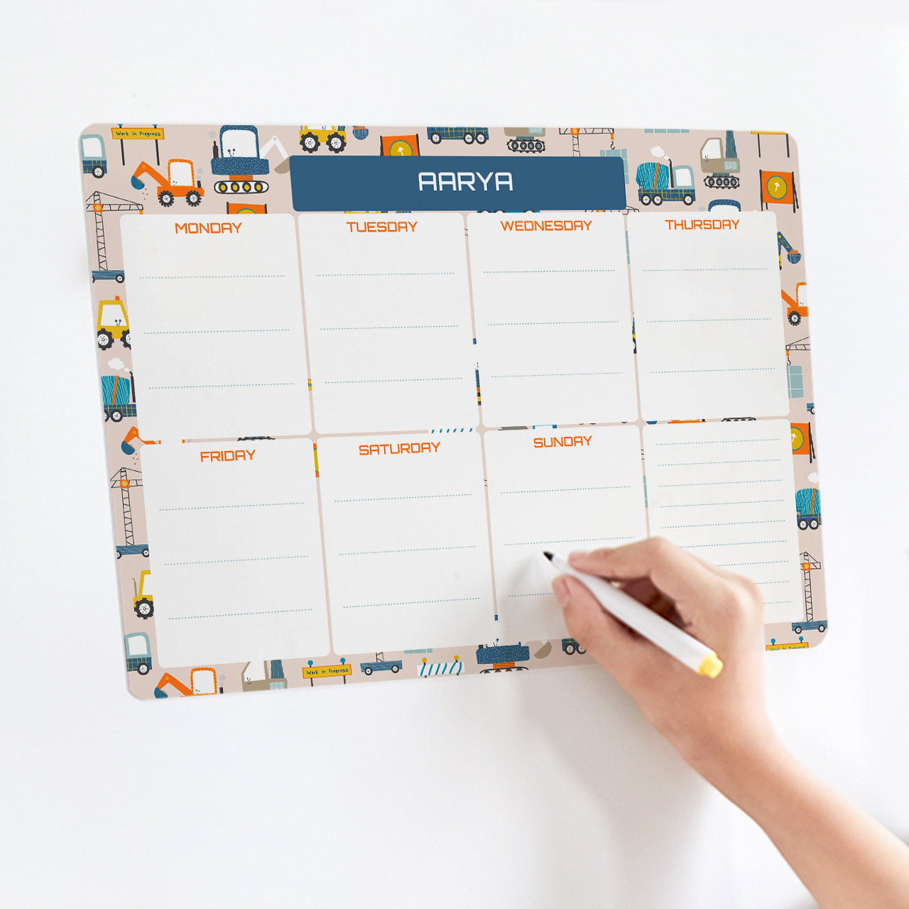 Personalised Meal / Weekly Planner - Construction Site
