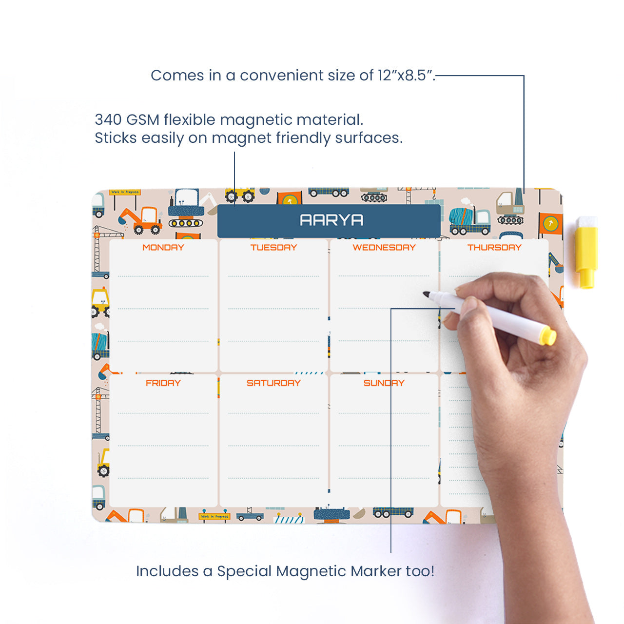 Personalised Meal / Weekly Planner - Construction Site