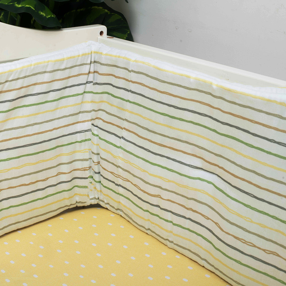 Tiny Snooze Organic Cot Bumper- Yellow Lines