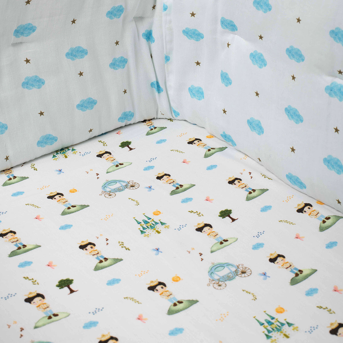 Tiny Snooze Organic Fitted Cot Sheet- Prince