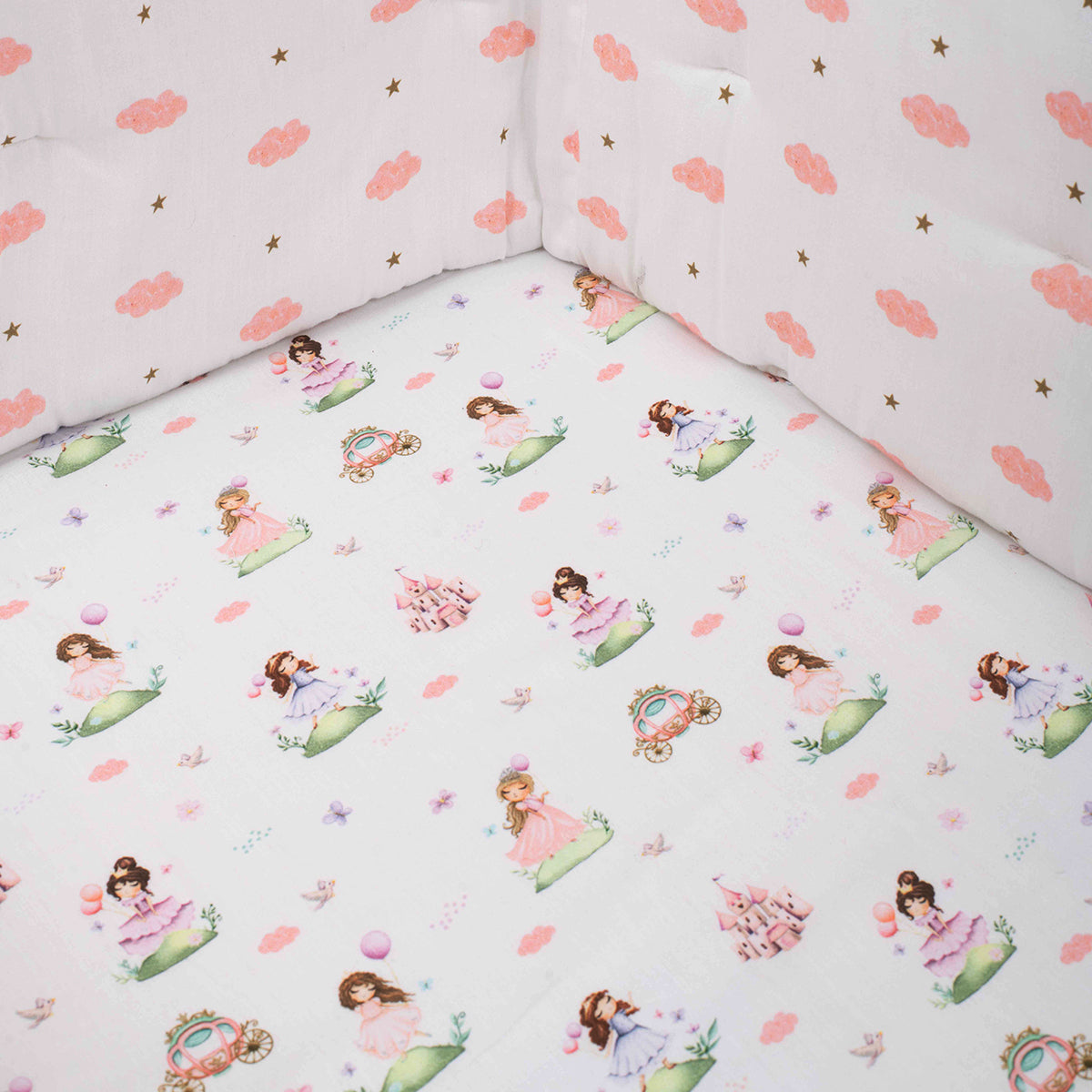 Tiny Snooze Organic Fitted Cot Sheet- Princess