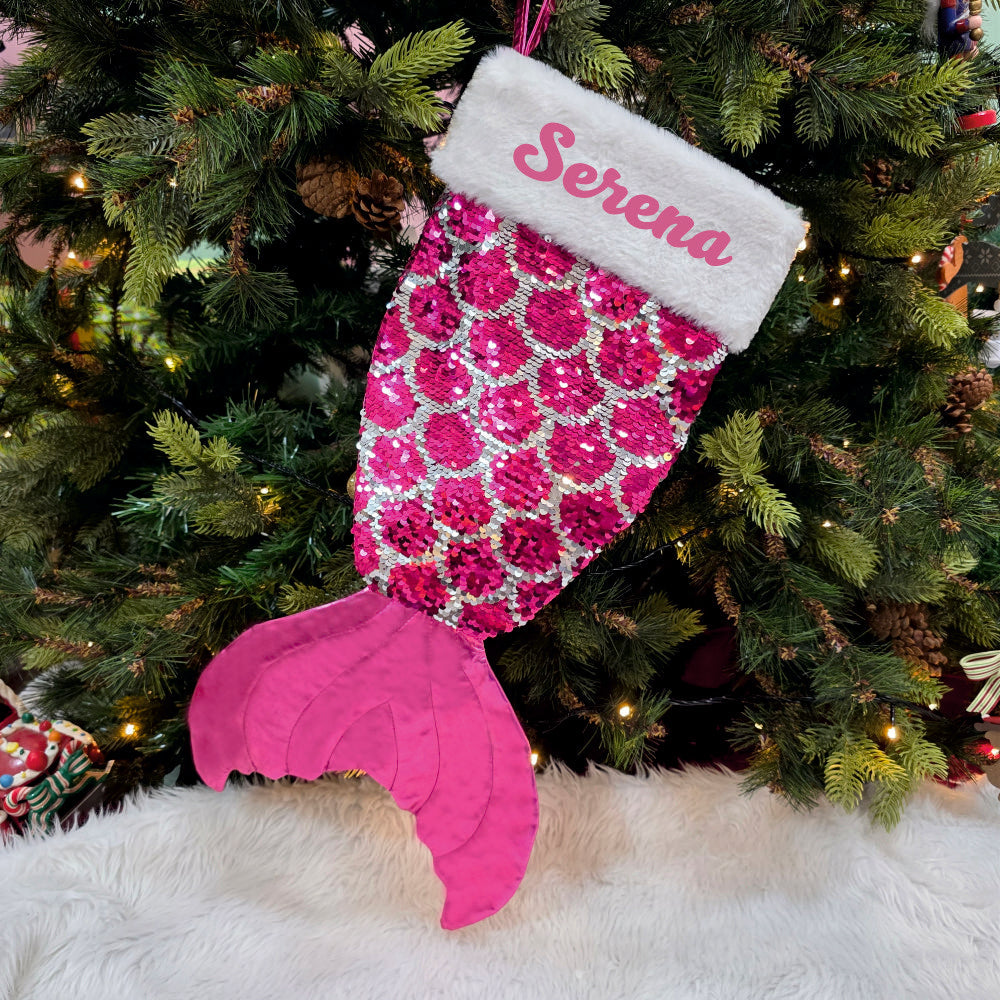 Personalised Magical Mermaid Stockings- Hot Pink