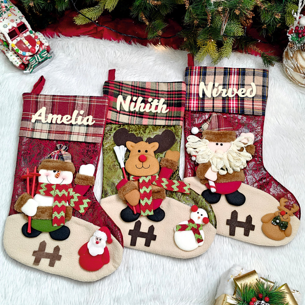 Classic Plaid Holiday Stocking - Reindeer