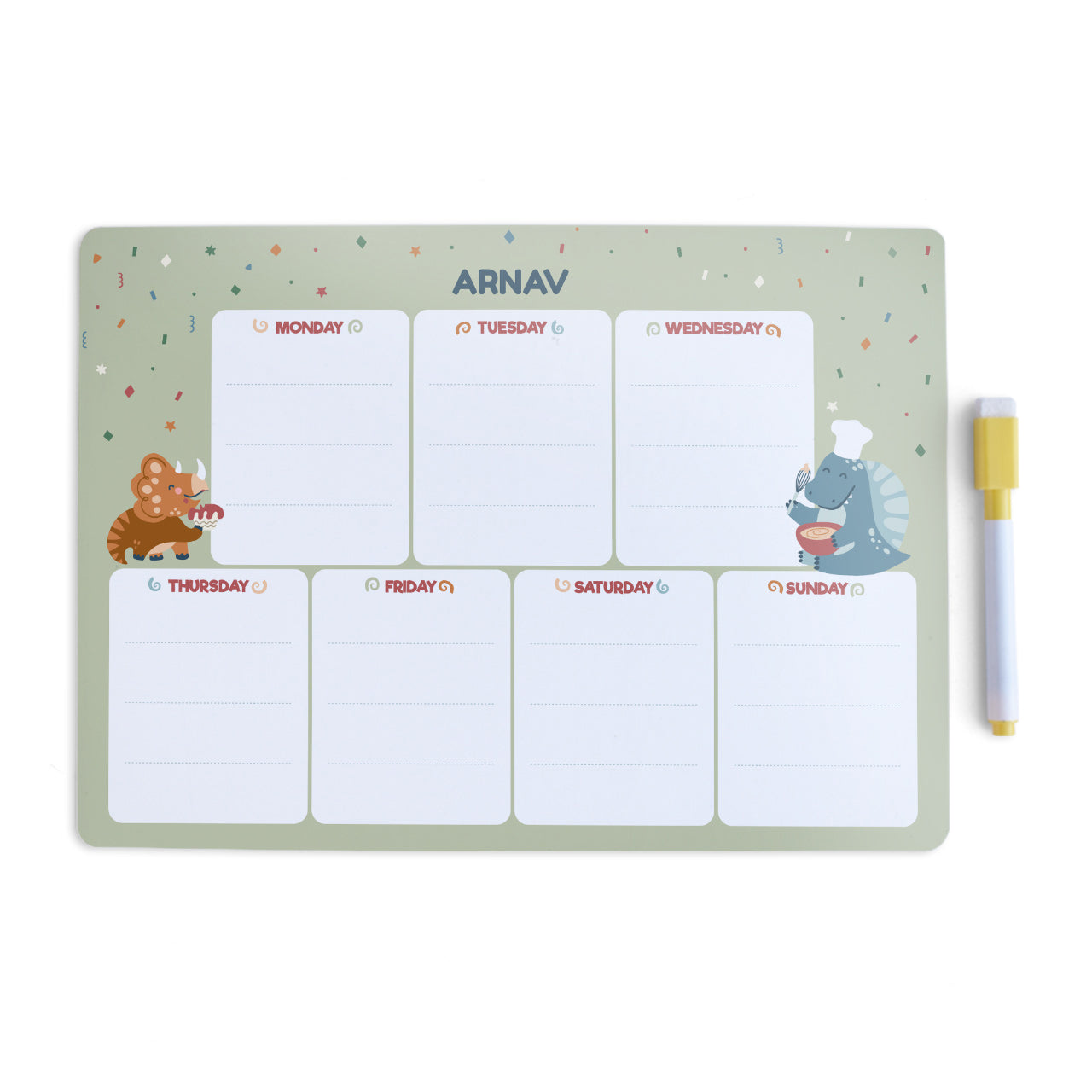 Personalised Meal / Weekly Planner - Dino Party