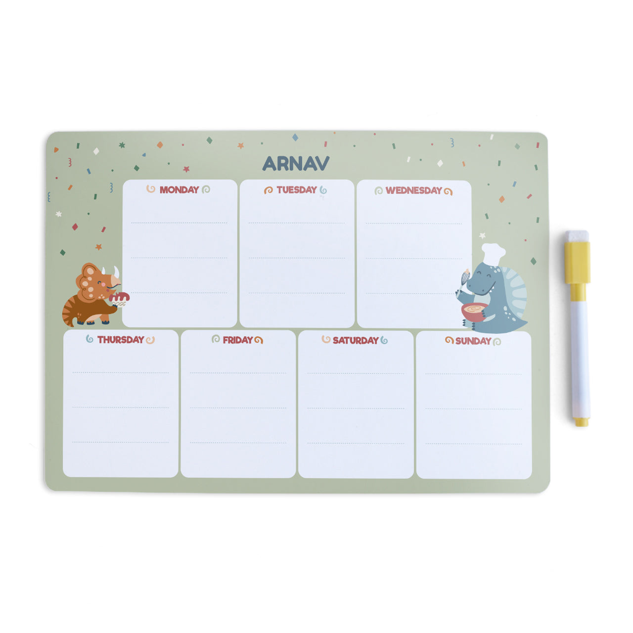 Personalised Meal / Weekly Planner - Dino Party