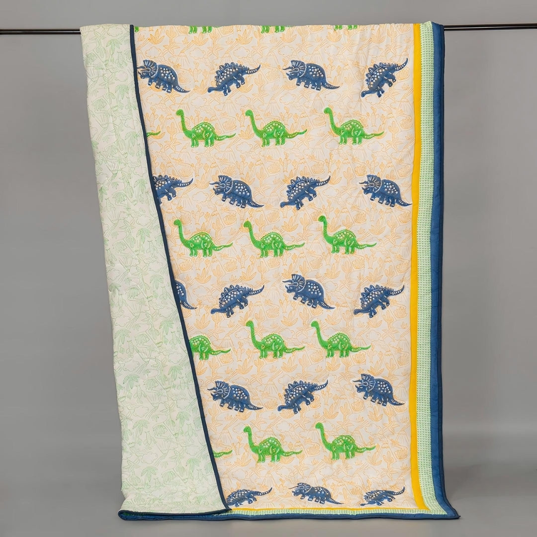 Gudgoodie Cotton Muslin Baby Quilt - Dinosaur Pals